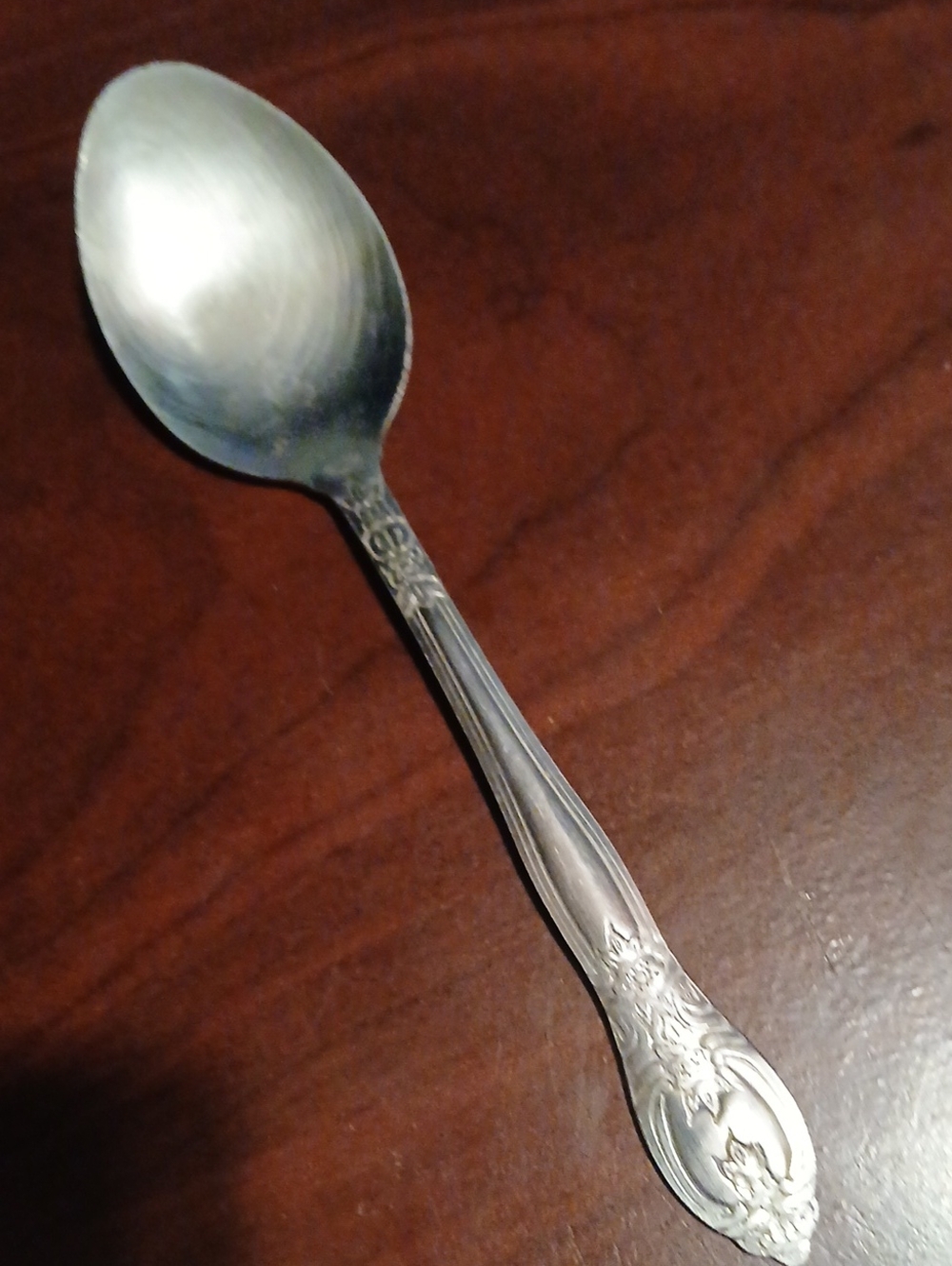 Floral Pattern Silver Spoon